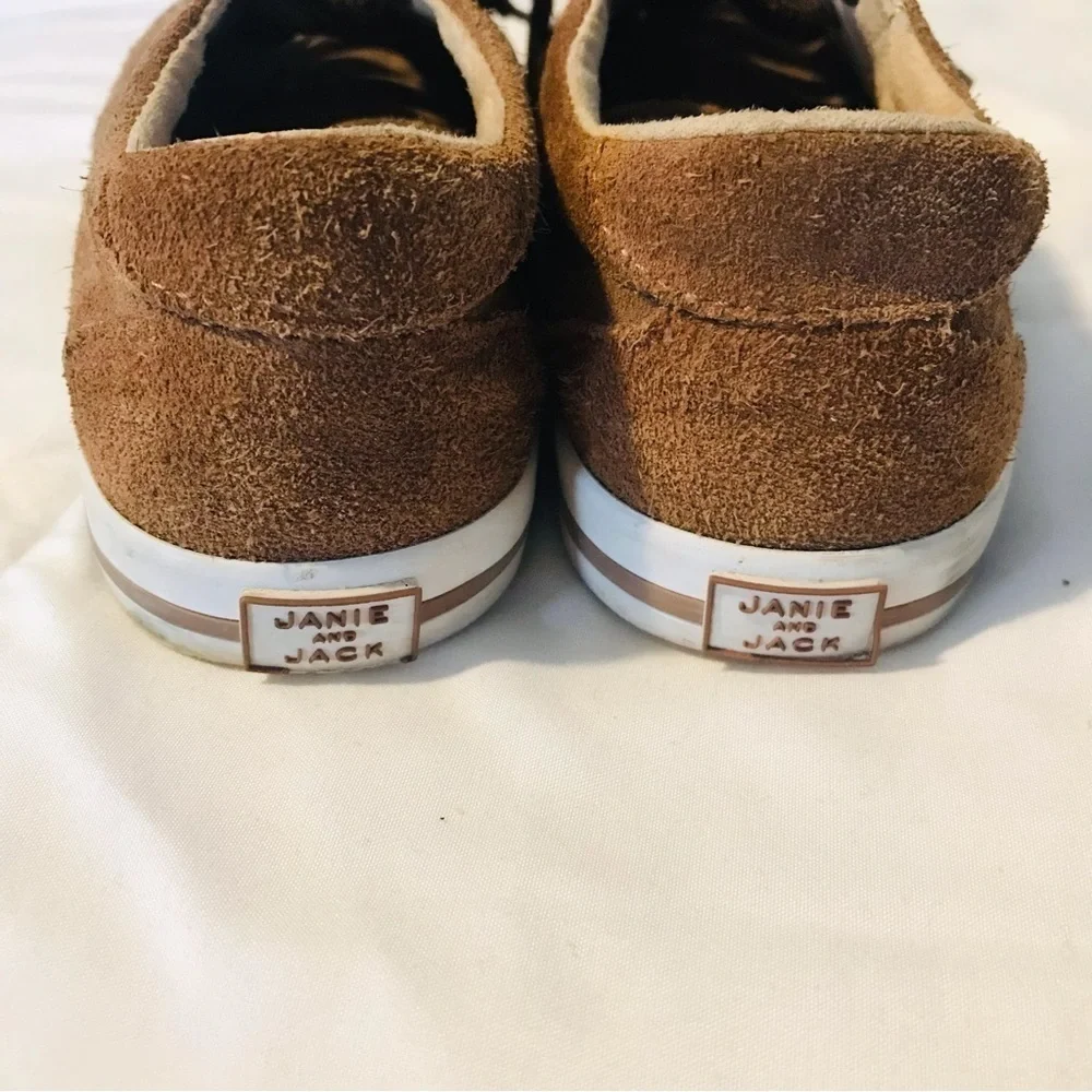 Janie and Jack Brown Leather Suede Lace Up Sneaker Shoes Boy’s size 12 4 4T 5